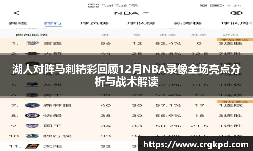 湖人对阵马刺精彩回顾12月NBA录像全场亮点分析与战术解读